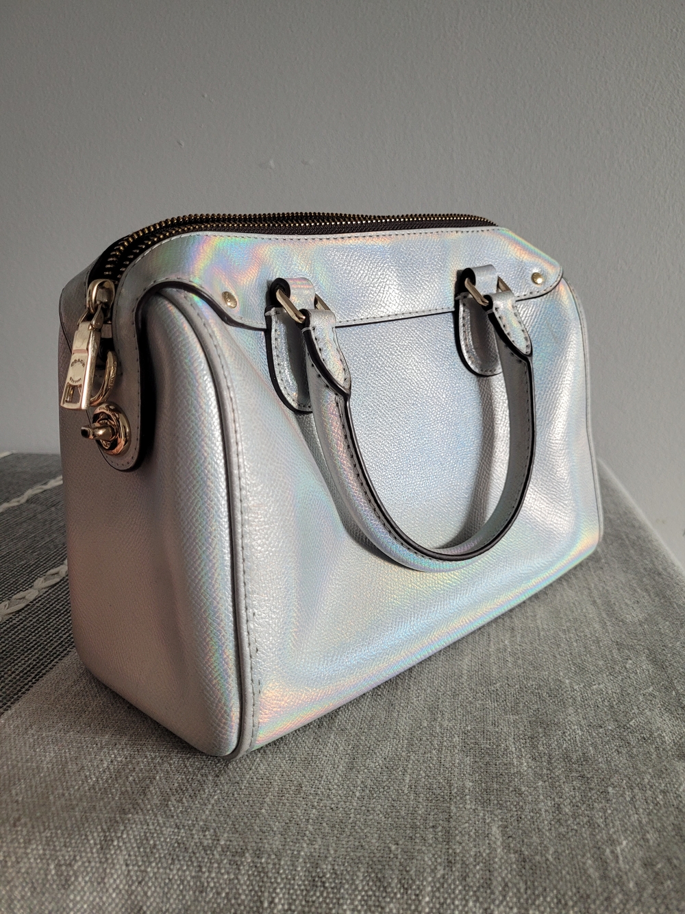 Coach Iridescent Silver Dome Satchel